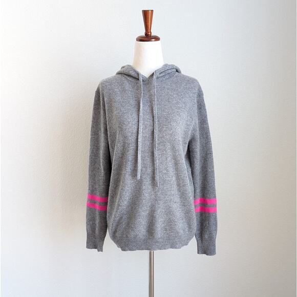 Aqua Gray Hooded 100% Cashmere Long Sleeve Sweater, size XS - Picture 1 of 6